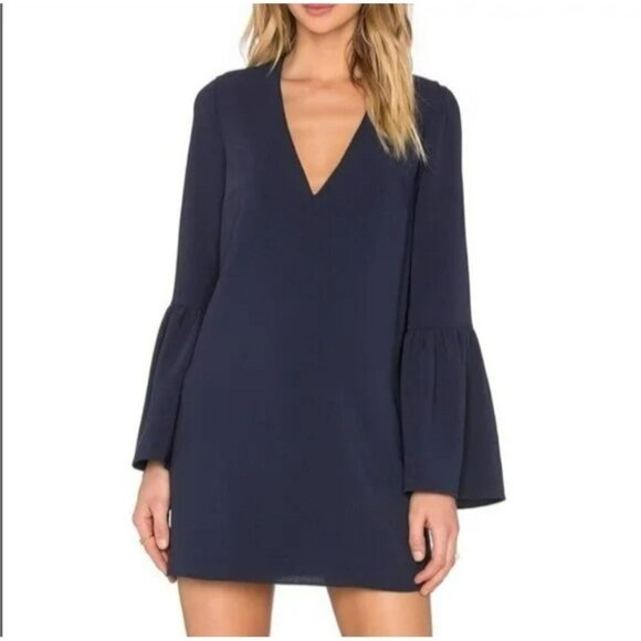 Elizabeth and James Dresses & Skirts - Elizabeth & James Blue Dress Silk Bell Sleeves Designer Revolve Womens Size 4